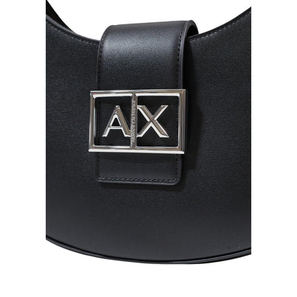 Armani Exchange Bolso De Hombro Poliéster Negro Cierre Solapa