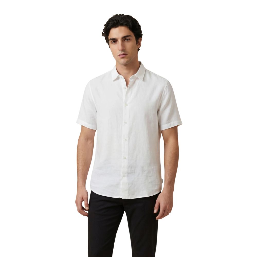 Chemise Armani Exchange en lin blanc à manches courtes