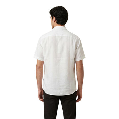 Chemise Armani Exchange en lin blanc à manches courtes