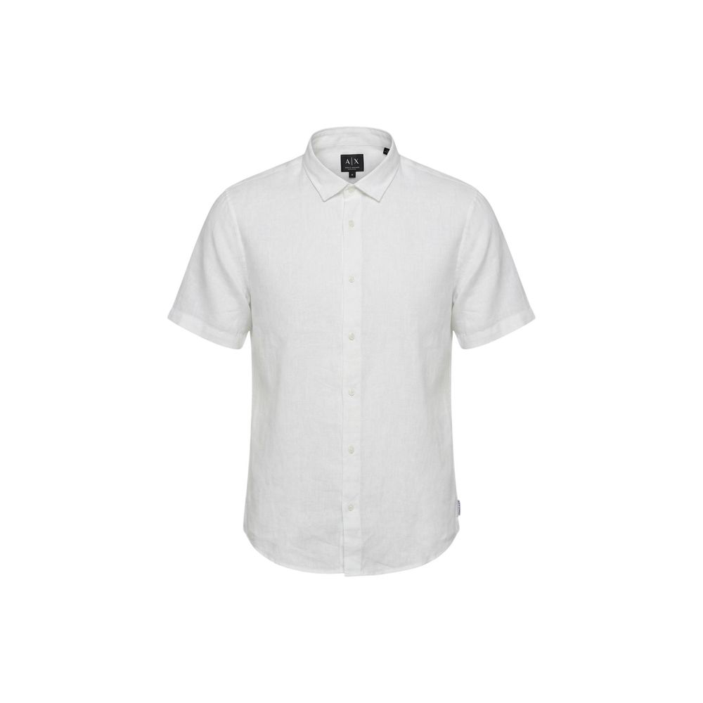 Chemise Armani Exchange en lin blanc à manches courtes