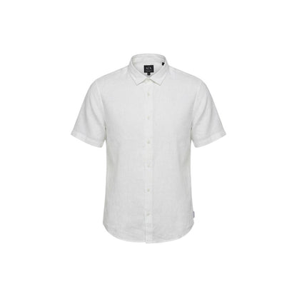 Chemise Armani Exchange en lin blanc à manches courtes