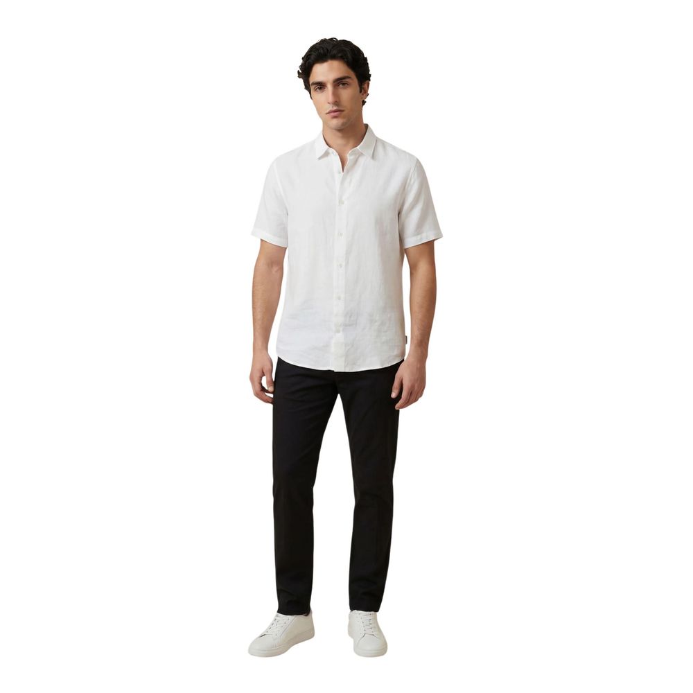 Chemise Armani Exchange en lin blanc à manches courtes