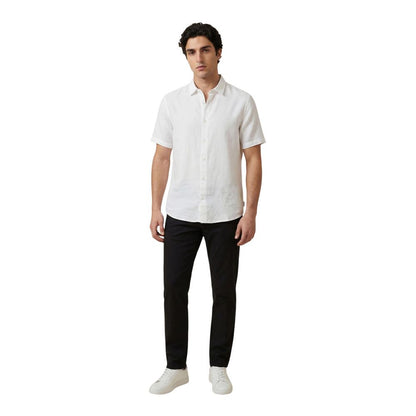 Chemise Armani Exchange en lin blanc à manches courtes