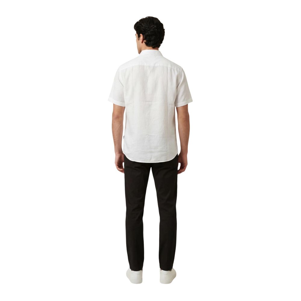 Chemise Armani Exchange en lin blanc à manches courtes