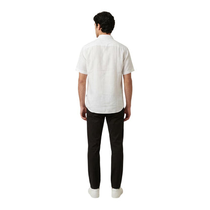 Chemise Armani Exchange en lin blanc à manches courtes