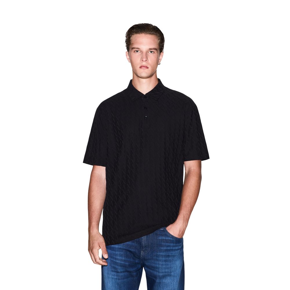 Armani Exchange Black Cotton Polo Basic Casual Wear