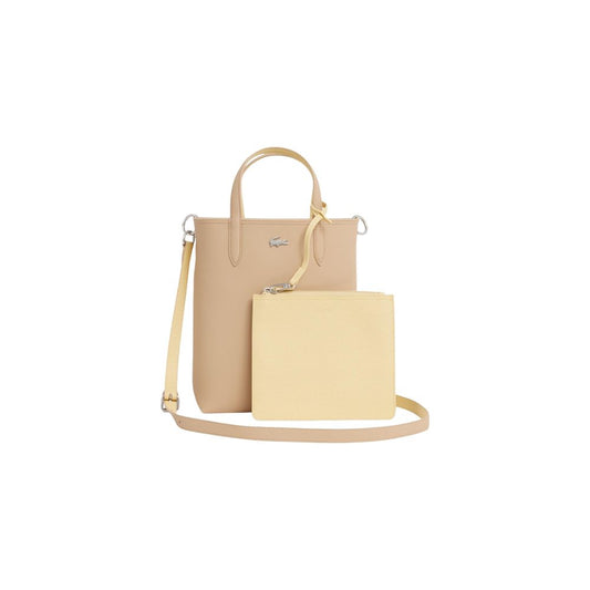 Bolso De Mano Piel Beige Lacoste Estilo Shopping Nf2991