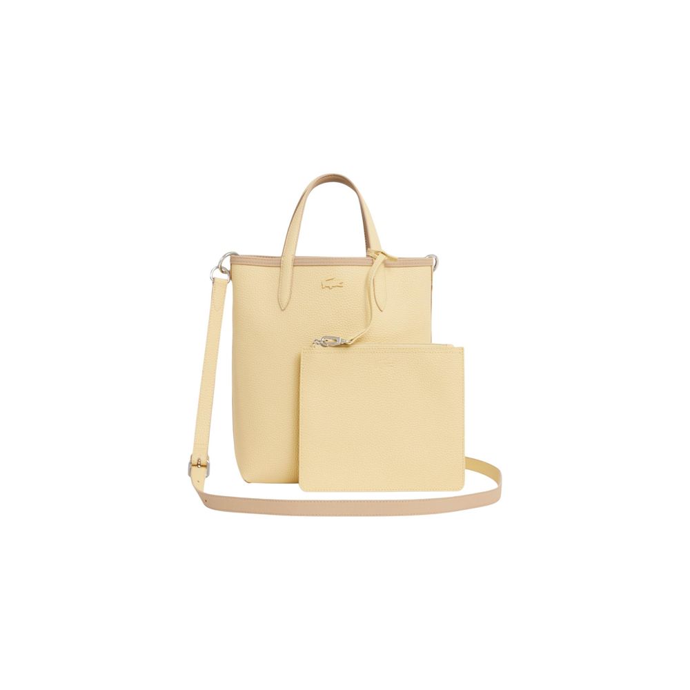 Bolso De Mano Piel Beige Lacoste Estilo Shopping Nf2991