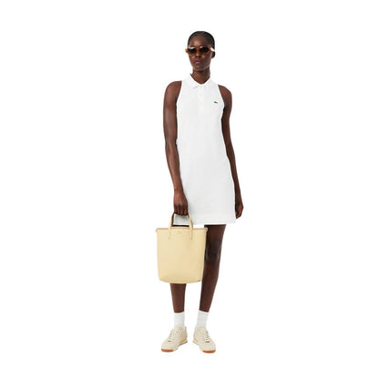 Bolso De Mano Piel Beige Lacoste Estilo Shopping Nf2991