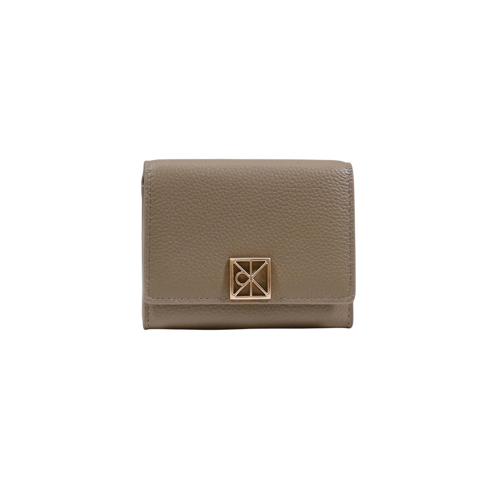 Cartera De Piel Beige Calvin Klein