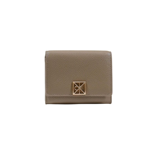 Cartera De Piel Beige Calvin Klein