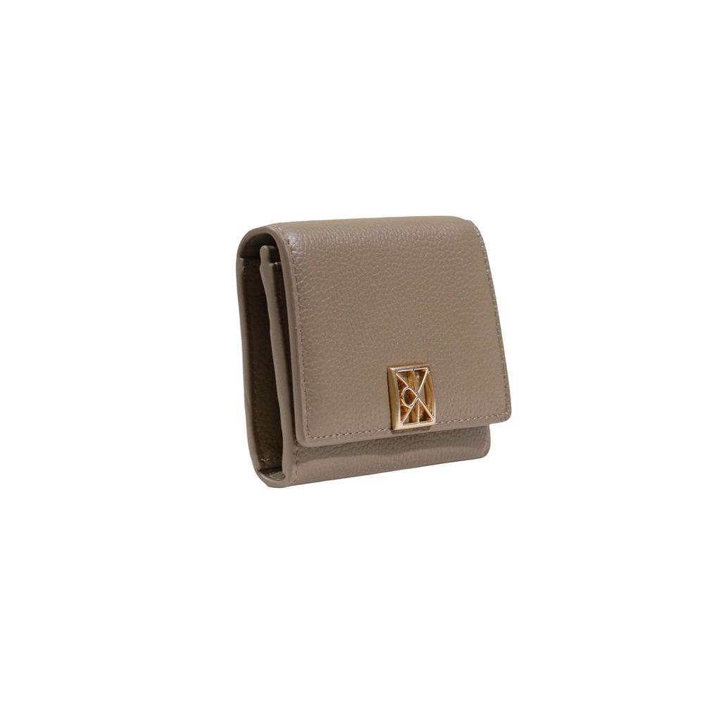 Cartera De Piel Beige Calvin Klein
