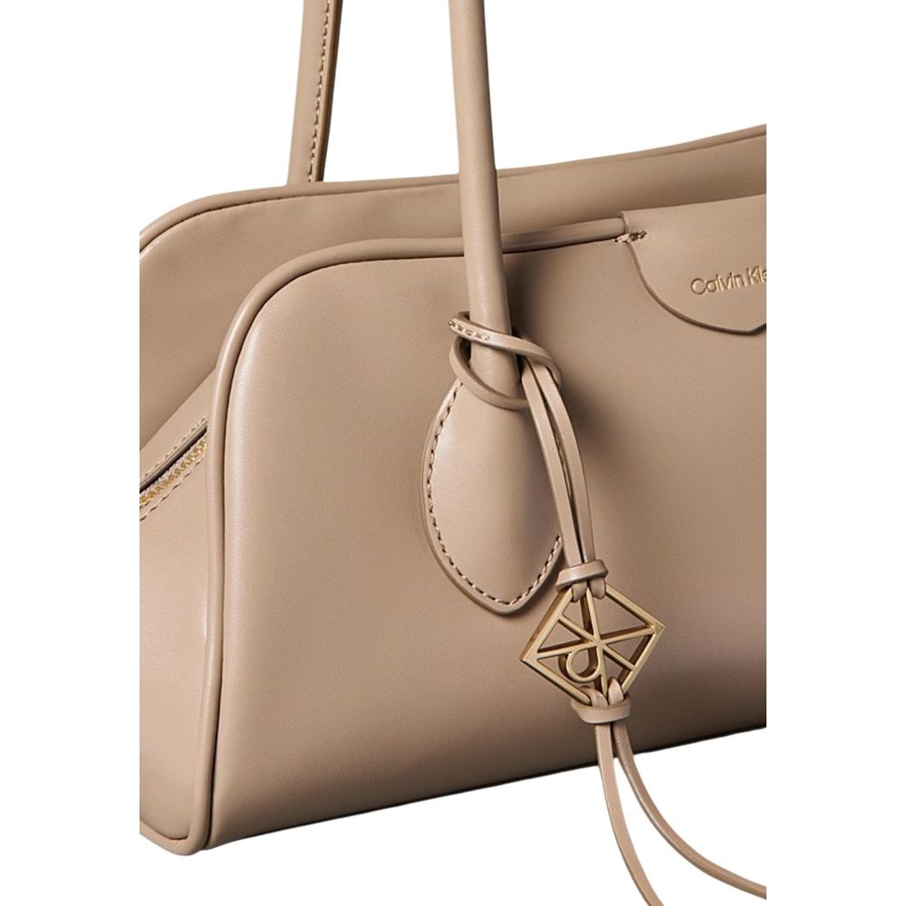Bolso Calvin Klein De Polietileno Beige Con Organizador Interno Ref Lv04f3369