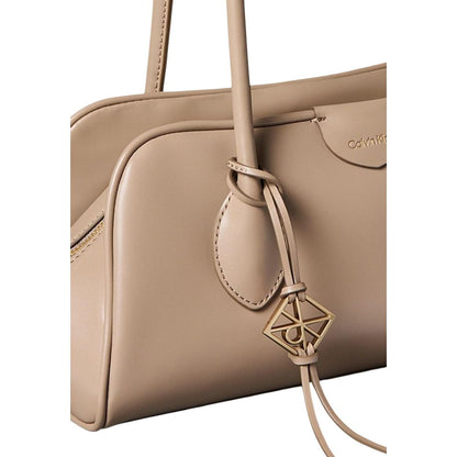 Bolso Calvin Klein De Polietileno Beige Con Organizador Interno Ref Lv04f3369