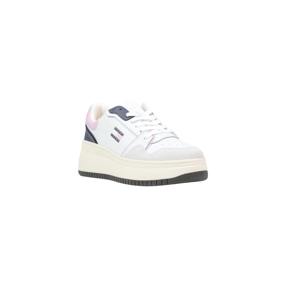 Tommy Hilfiger Jeans White Suede Leather Platform Sneakers