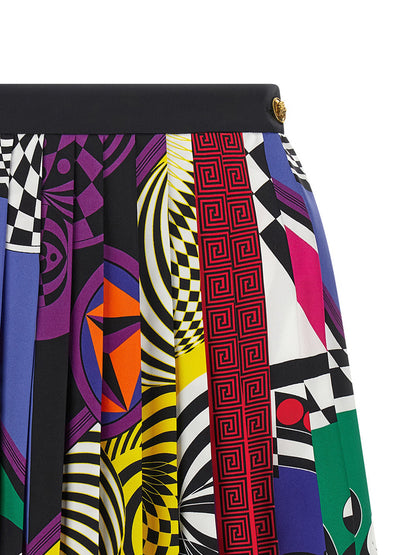 Versace Multicolor Silk Long Skirt