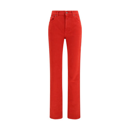 Chloé Red Cotton Straight-Leg Jeans