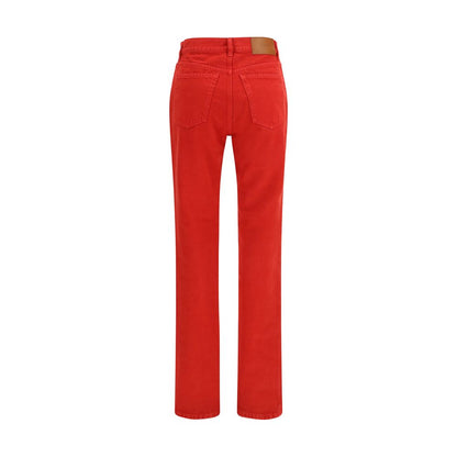 Chloé Red Cotton Straight-Leg Jeans