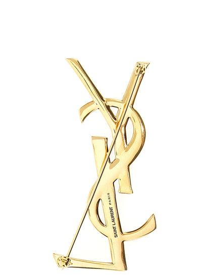 Saint Laurent Gold Brass Broch