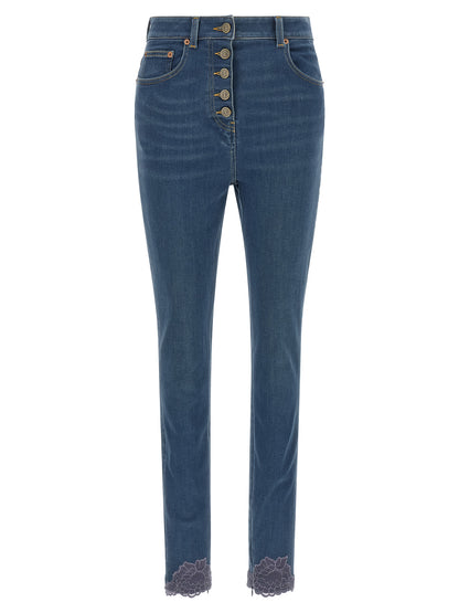 Valentino Garavani Blue Lamb Fur High-Waisted Jean