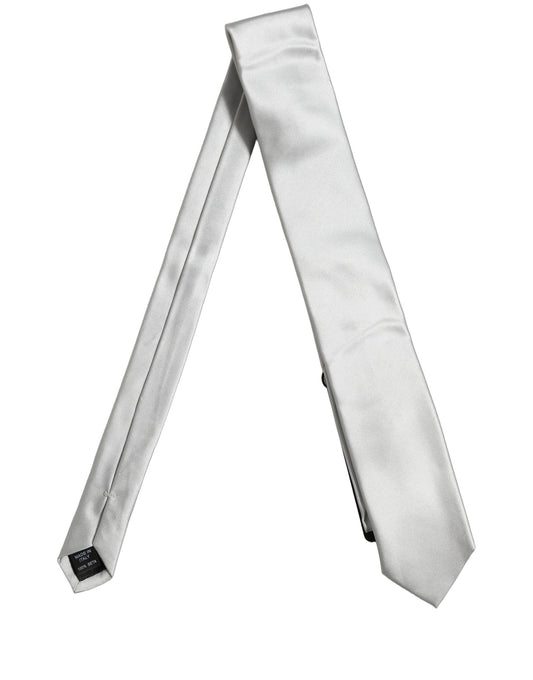 Dolce & Gabbana Gray Satin 100% Silk Adjustable Tie Men's Necktie