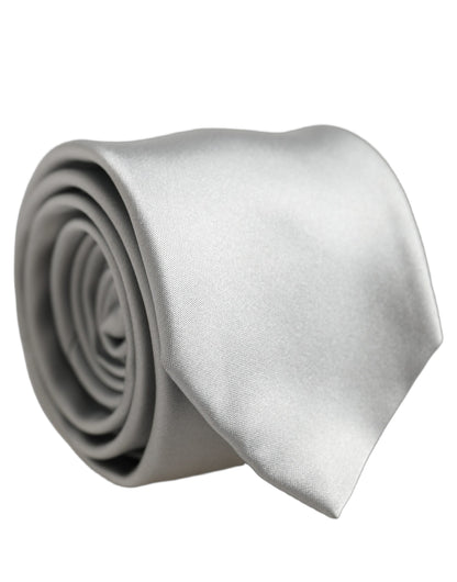 Cravate pour homme Dolce & Gabbana en satin gris 100 % soie, réglable et à nouer