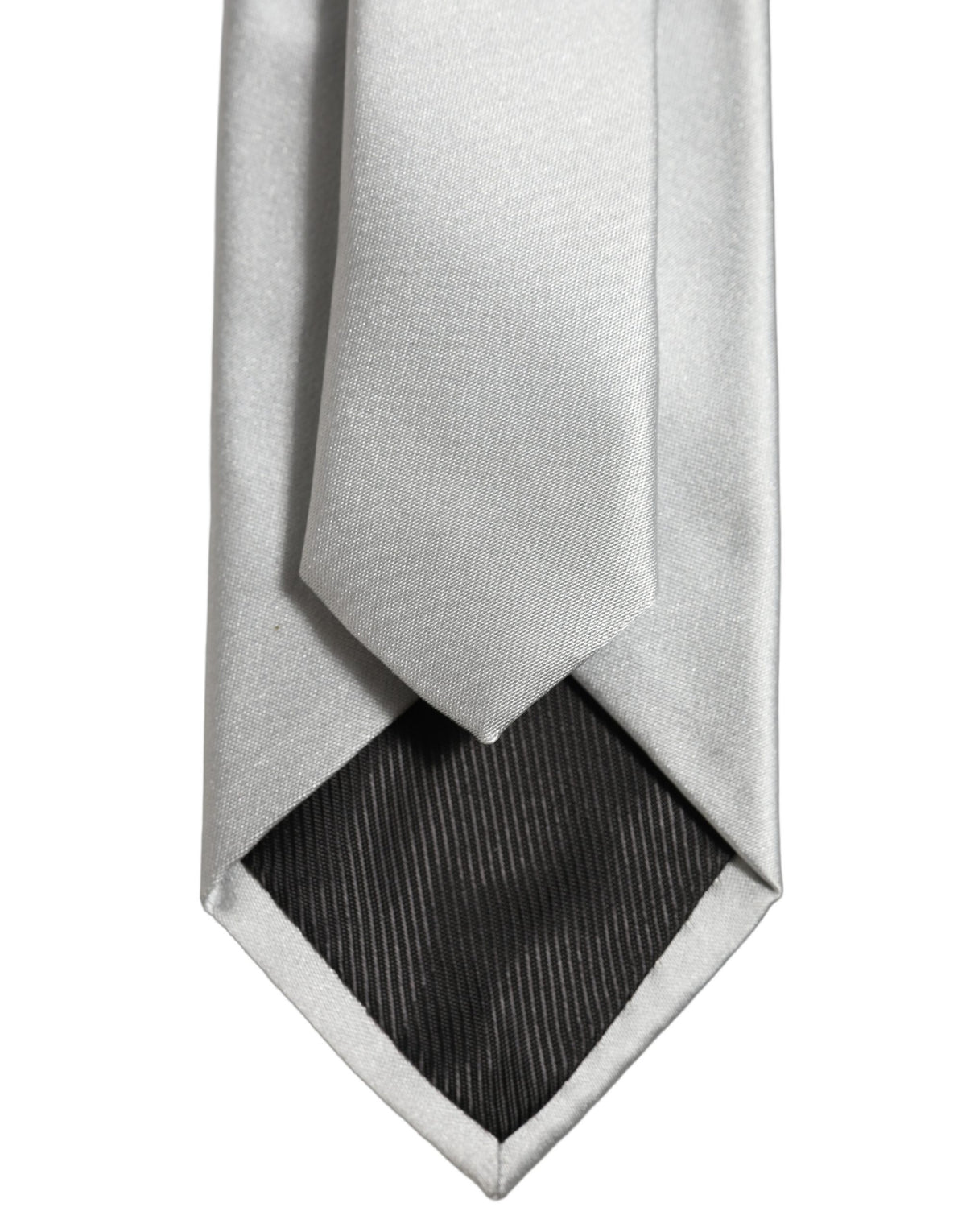 Cravate pour homme Dolce & Gabbana en satin gris 100 % soie, réglable et à nouer