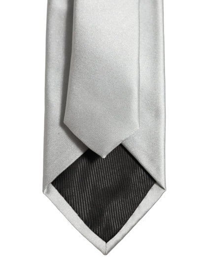 Cravate pour homme Dolce & Gabbana en satin gris 100 % soie, réglable et à nouer