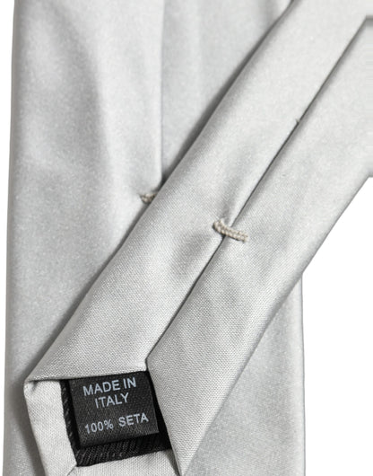 Cravate pour homme Dolce & Gabbana en satin gris 100 % soie, réglable et à nouer