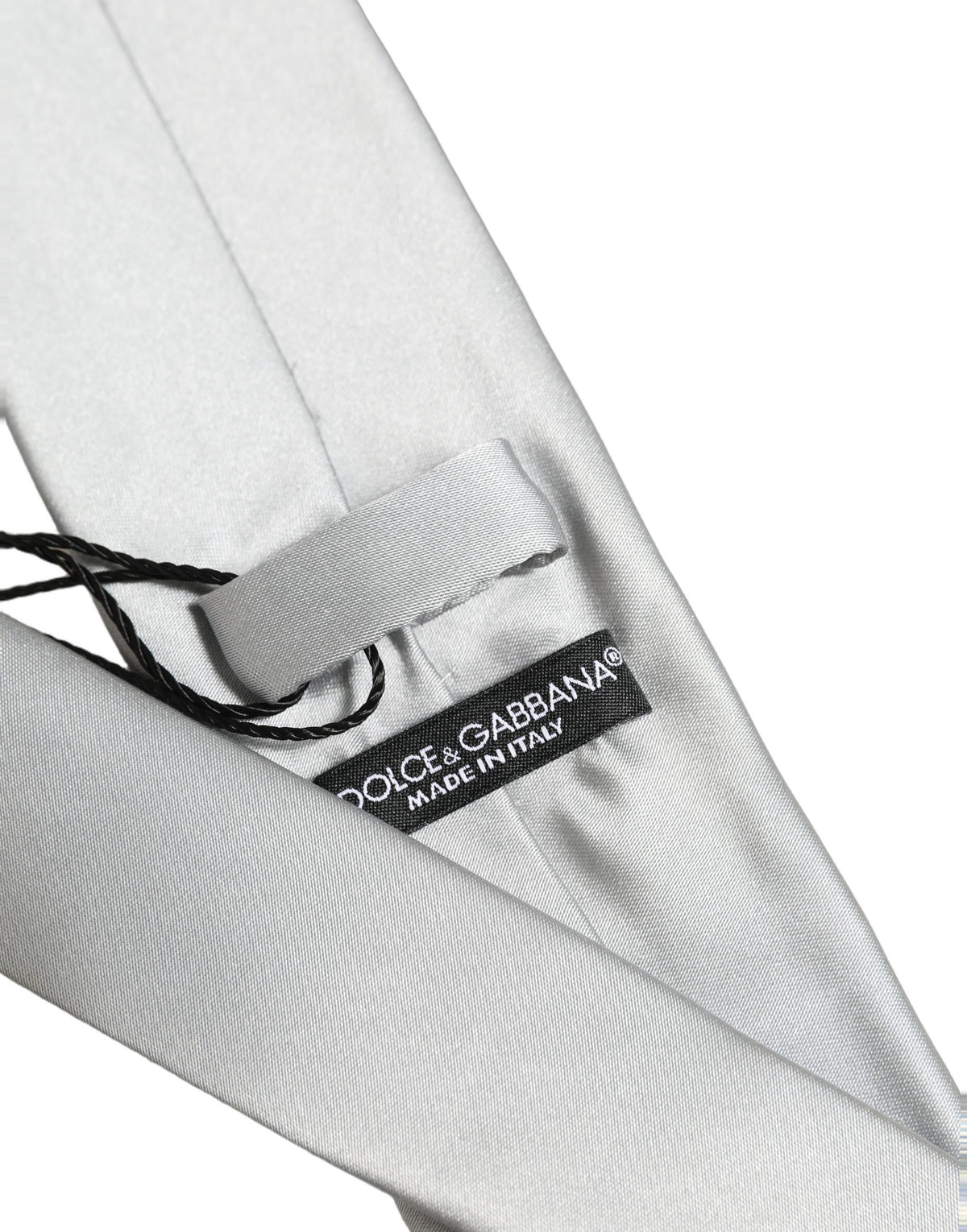 Cravate pour homme Dolce & Gabbana en satin gris 100 % soie, réglable et à nouer