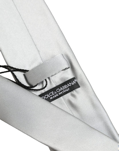 Cravate pour homme Dolce & Gabbana en satin gris 100 % soie, réglable et à nouer