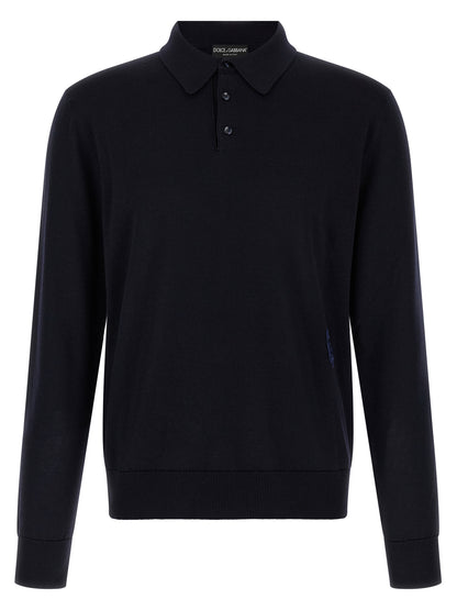 Dolce & Gabbana Blue Virgin Wool Polo Shirt