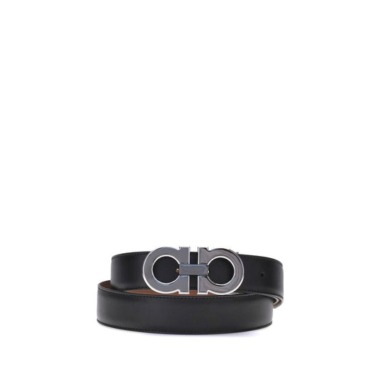 Ferragamo Black Calf Leather Bos Taurus Regular Belt