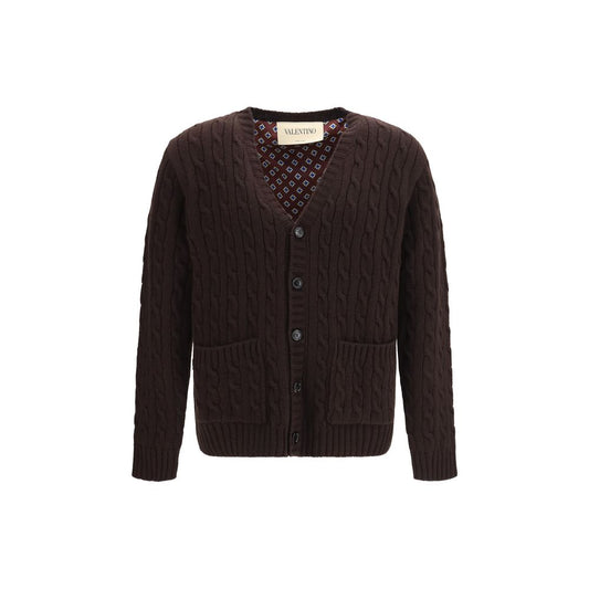 Valentino Garavani Brown Wool Oversized Cardigan