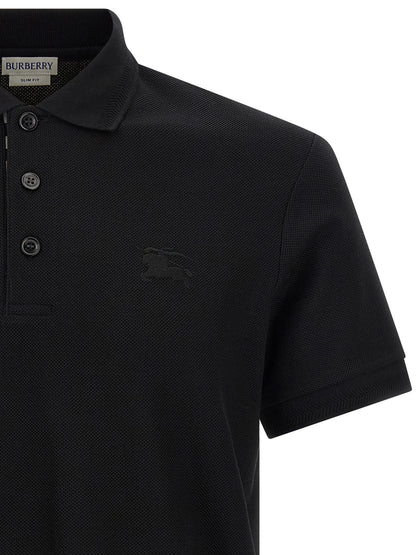 Burberry Black Cotton Polo Shirt