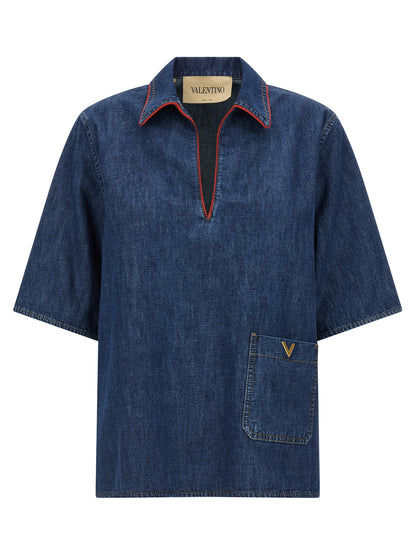 Blouse Valentino Garavani en coton bleu