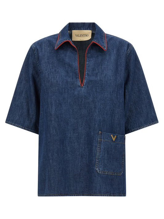 Blouse Valentino Garavani en coton bleu