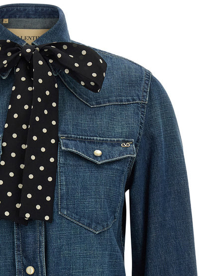Blouse en coton bleu Valentino Garavani