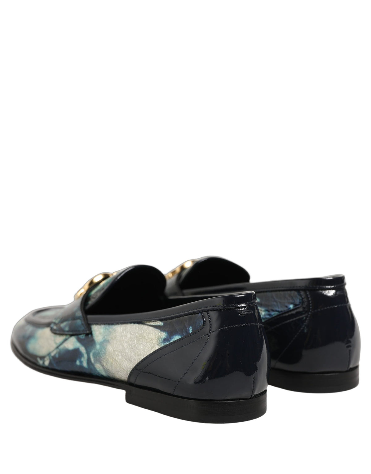 Chaussures mocassins DG Dolce & Gabbana en cuir argenté bleu métallisé