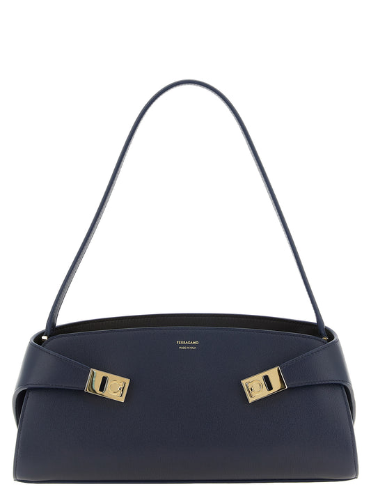 Sac porté épaule Ferragamo en cuir de veau bleu