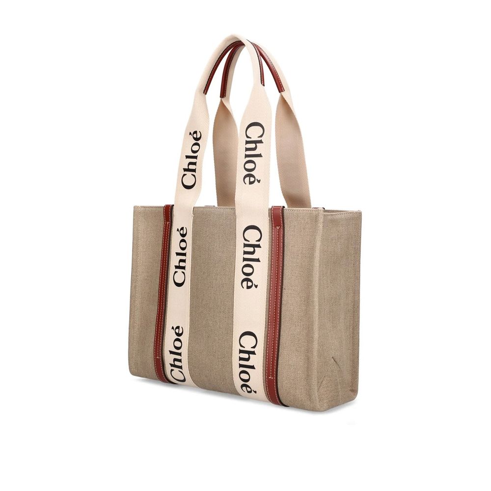 Sac cabas en lin beige Chloé