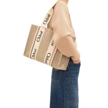 Sac cabas en lin beige Chloé