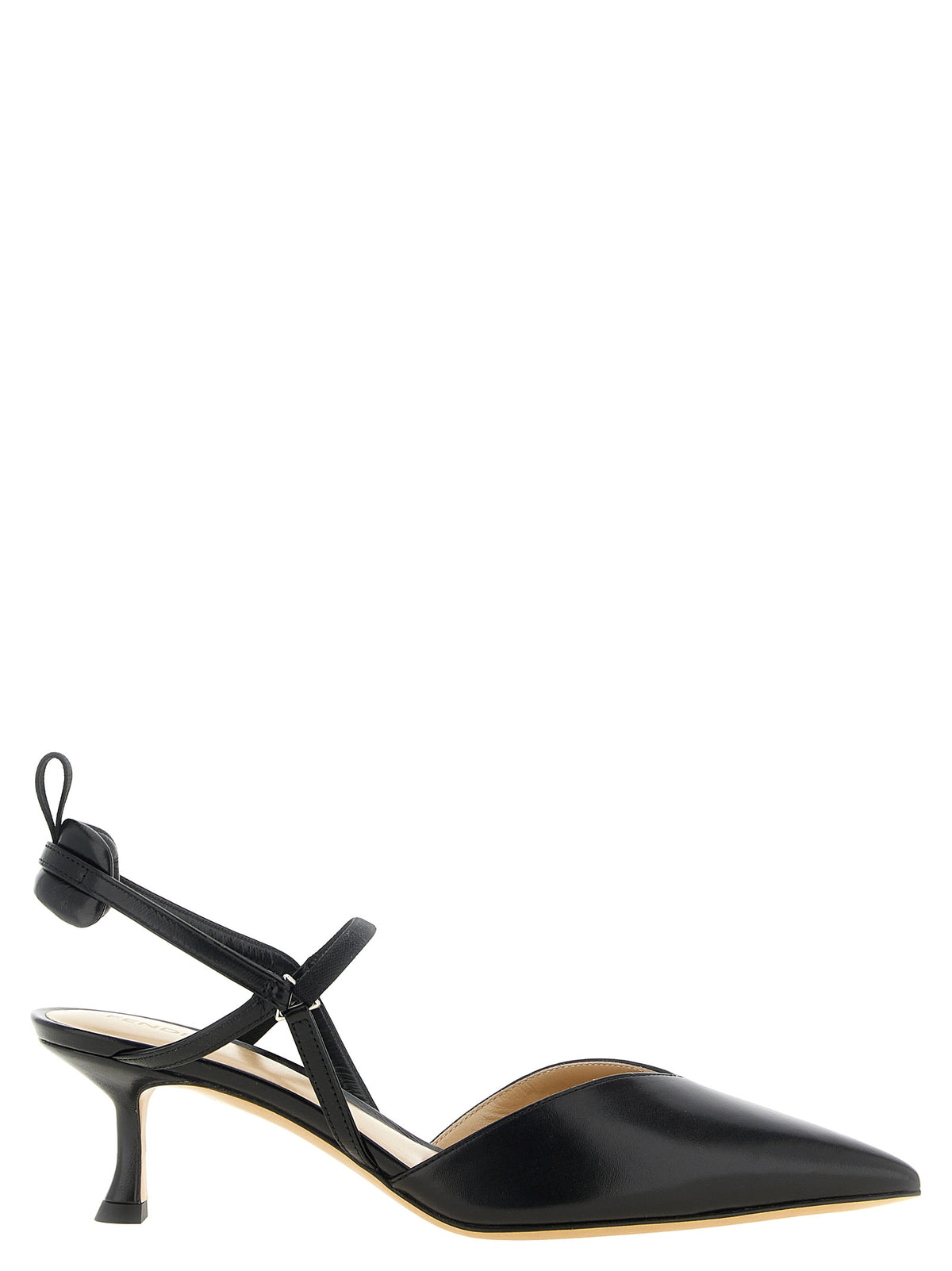 Escarpins à mi-talon en cuir de veau noir Fendi