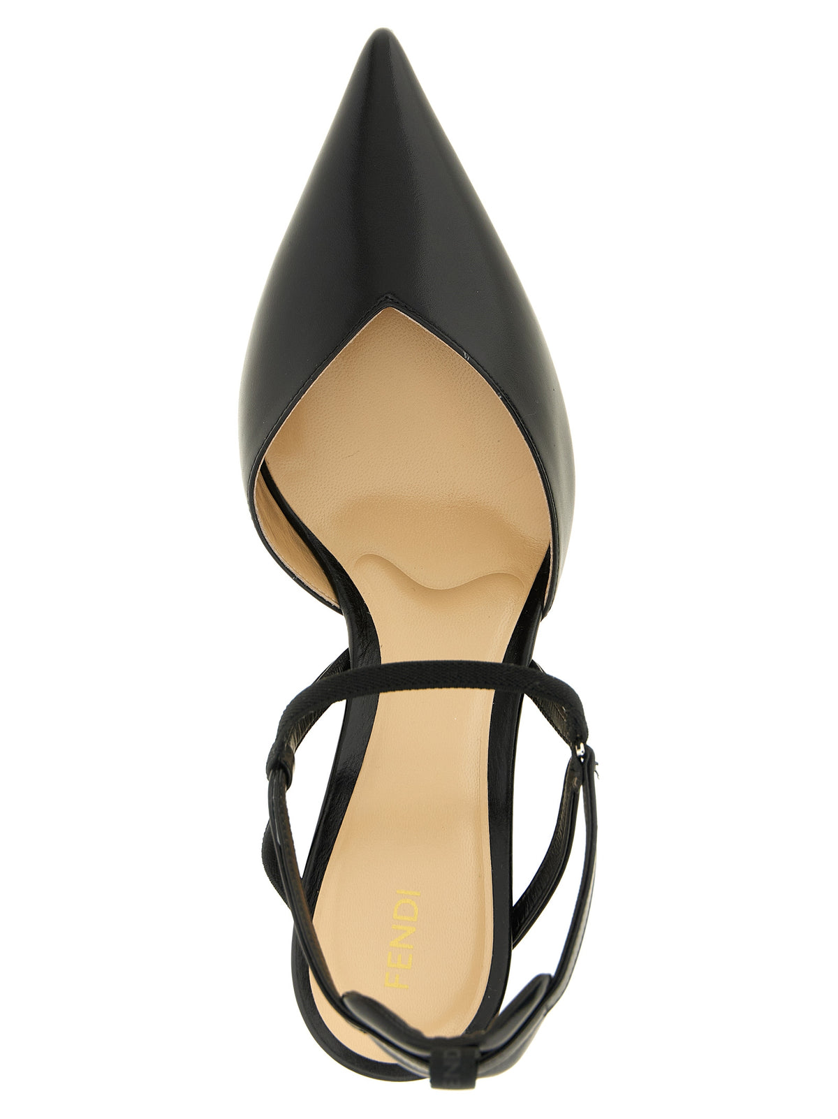 Escarpins à mi-talon en cuir de veau noir Fendi