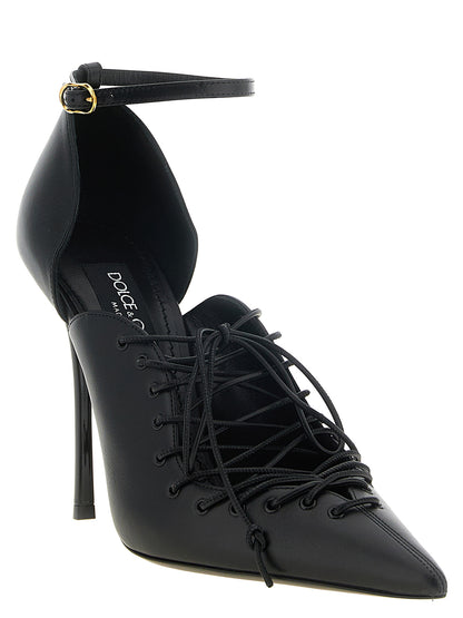 Escarpins à talons hauts en cuir de veau noir Dolce & Gabbana