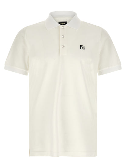 Fendi White Cotton Polo Shirt