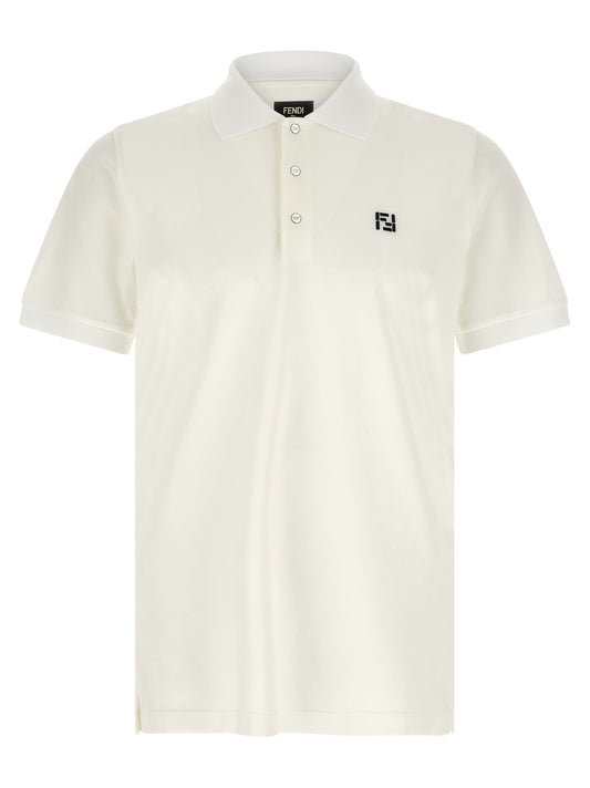Fendi White Cotton Polo Shirt