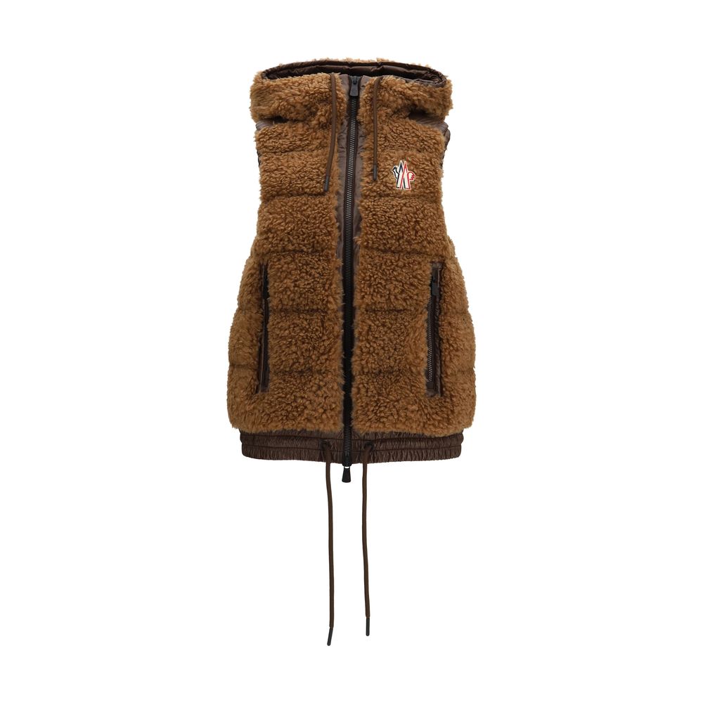 Chaqueta sin mangas de poliamida marrón Moncler Grenoble