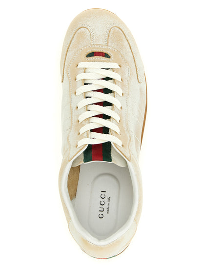 Baskets basses Gucci en cuir de veau beige