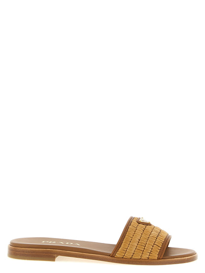 Mules Prada en viscose marron